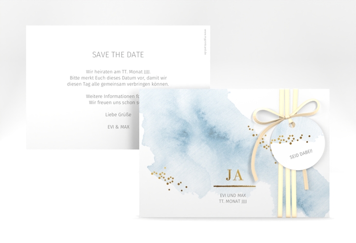 Save the Date-Karte Pastell A6 Karte quer blau