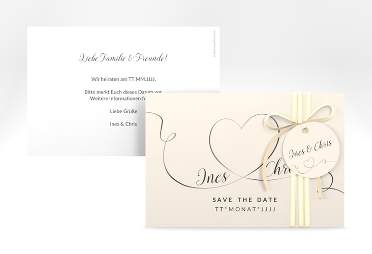 Save the Date-Karte Hochzeit Dolce A6 Karte quer beige