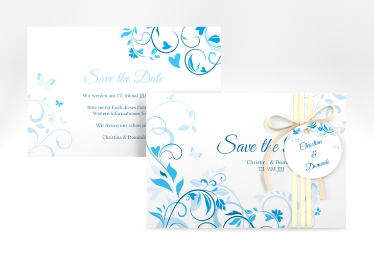 Save the Date-Karte Lilly A6 Karte quer blau