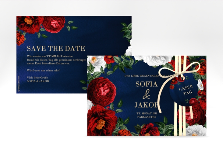 Save the Date-Karte Florista A6 Karte quer blau