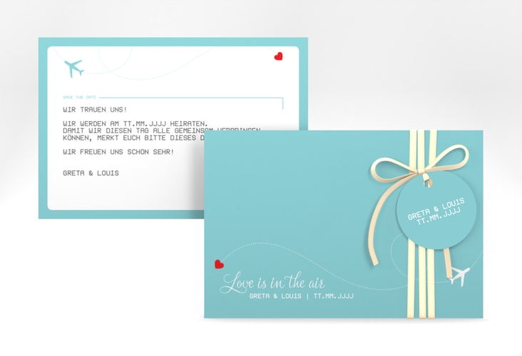 Save the Date-Karte Weddingpass A6 Karte quer blau