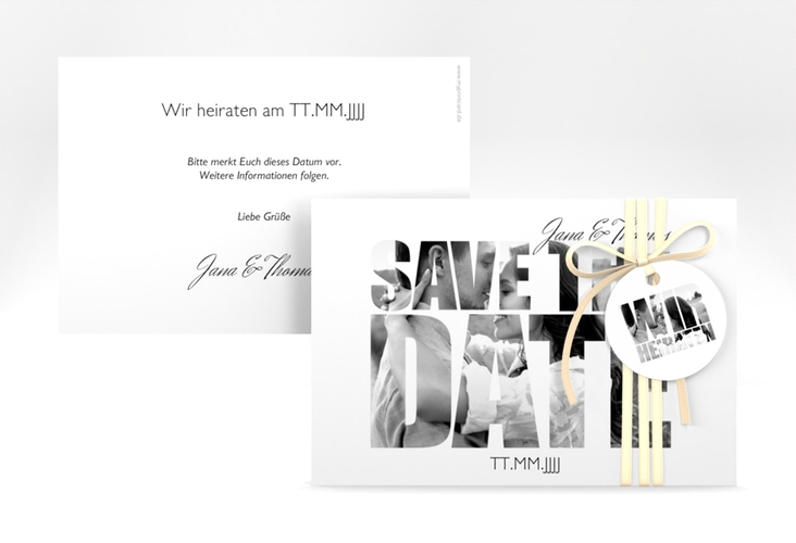 Save the Date-Karte Hochzeit Letters A6 Karte quer weiss