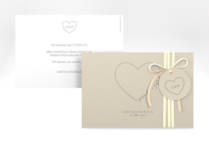 Save the Date-Karte Lebenstraum A6 Karte quer beige