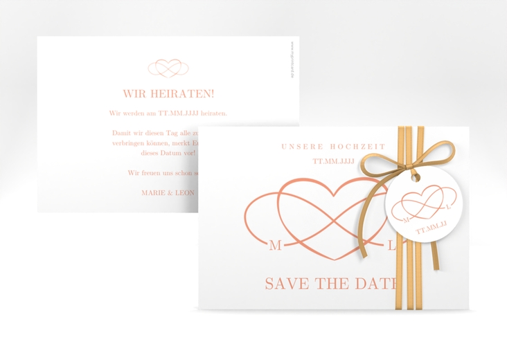 Save the Date-Karte Infinity A6 Karte quer apricot