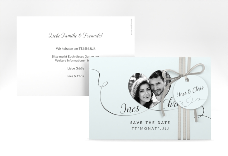 Save the Date-Karte Hochzeit Dolce A6 Karte quer tuerkis