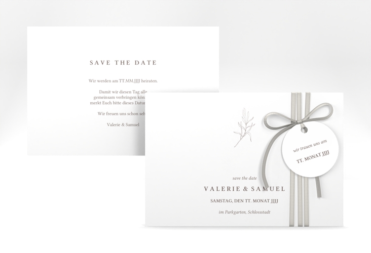 Save the Date-Karte Ivy A6 Karte quer minimalistisch mit kleiner botanischer Illustration