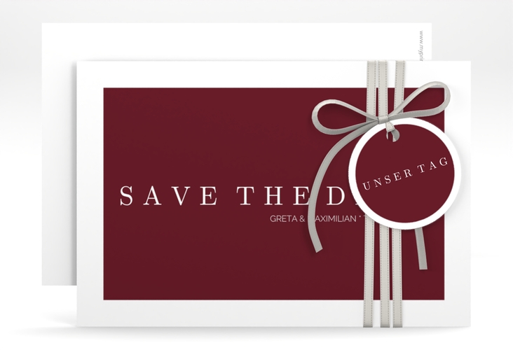 Save the Date-Karte Simply A6 Karte quer rot hochglanz