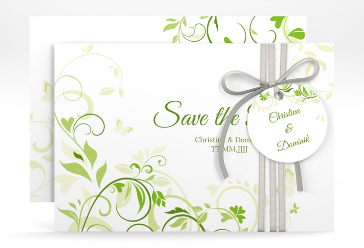 Save the Date-Karte Lilly A6 Karte quer gruen