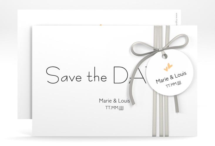 Save the Date-Karte Hochzeit Twohearts A6 Karte quer beige