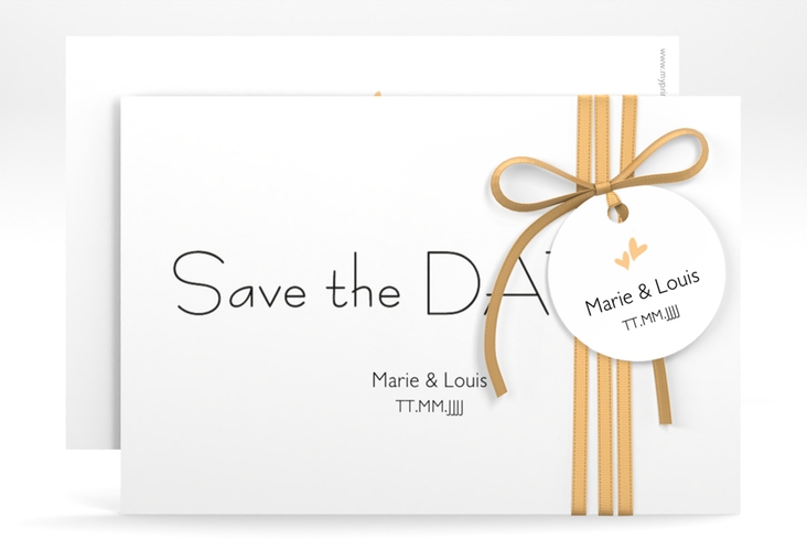 Save the Date-Karte Hochzeit Twohearts A6 Karte quer beige