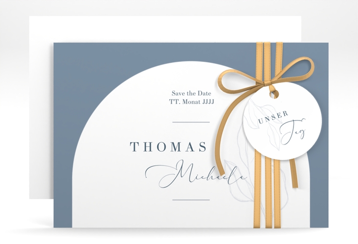 Save the Date-Karte Arched A6 Karte quer blau