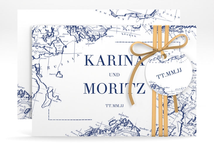 Save the Date-Karte Voyage A6 Karte quer blau