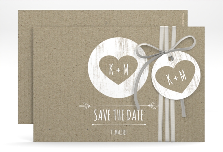 Save the Date-Karte Shabby A6 Karte quer Kraftpapier