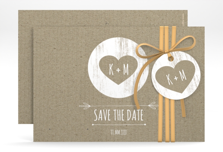 Save the Date-Karte Shabby A6 Karte quer Kraftpapier