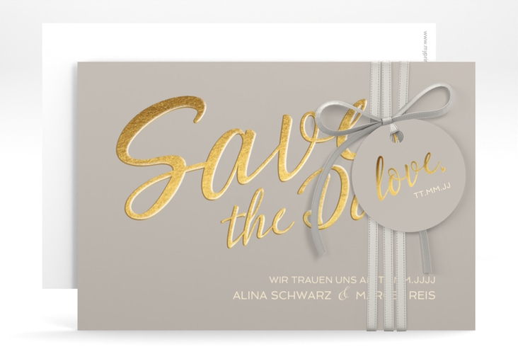 Save the Date-Karte Glam A6 Karte quer grau