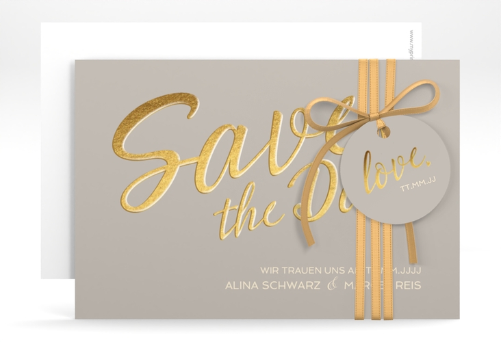 Save the Date-Karte Glam A6 Karte quer grau