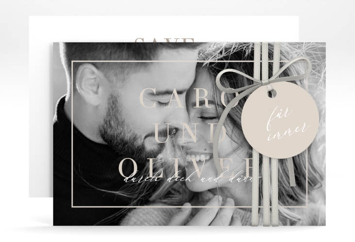 Save the Date-Karte Moment A6 Karte quer beige hochglanz