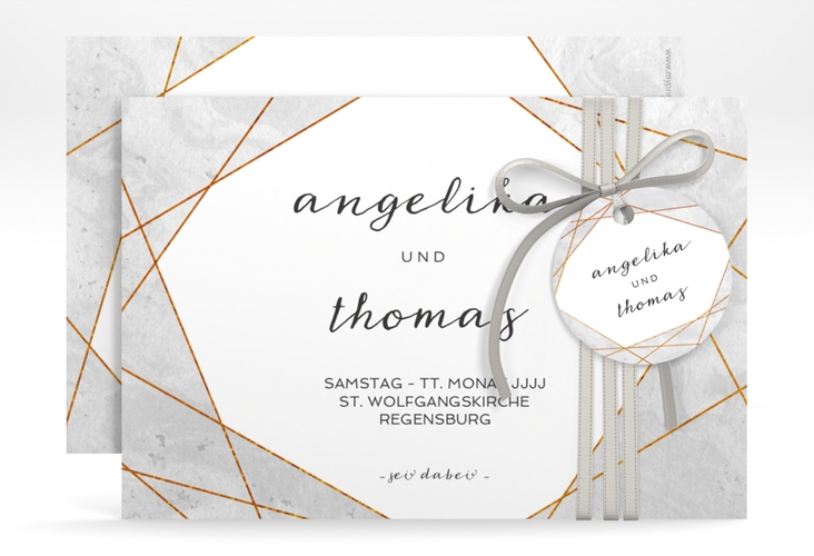 Save the Date-Karte Asymmetry A6 Karte quer grau hochglanz