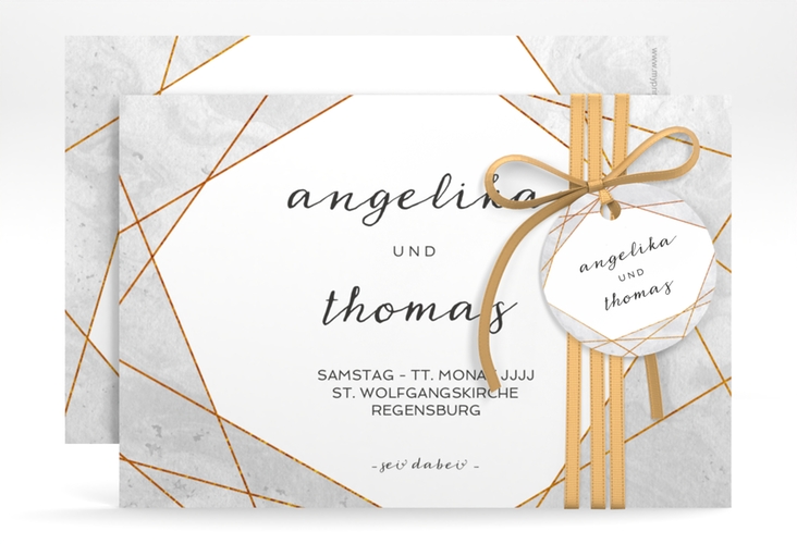 Save the Date-Karte Asymmetry A6 Karte quer grau hochglanz