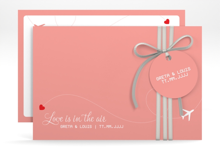 Save the Date-Karte Weddingpass A6 Karte quer rosa hochglanz