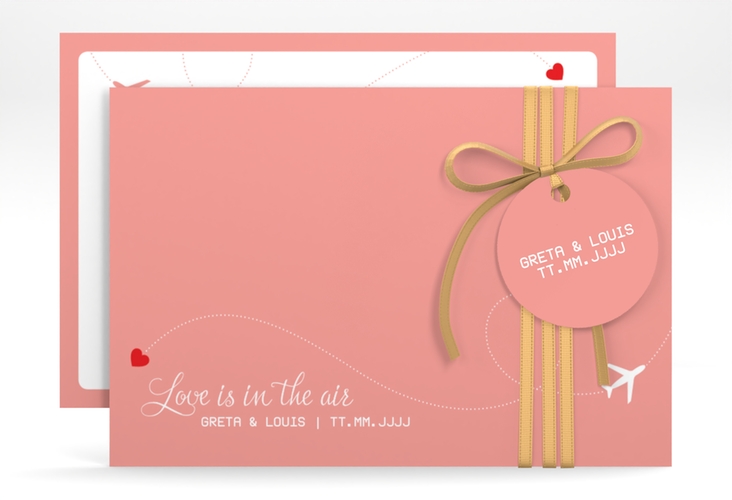 Save the Date-Karte Weddingpass A6 Karte quer rosa hochglanz