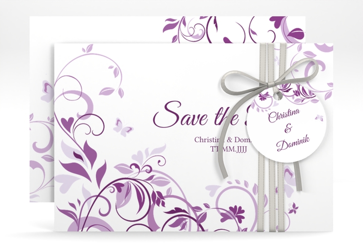 Save the Date-Karte Lilly A6 Karte quer lila