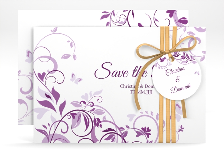 Save the Date-Karte Lilly A6 Karte quer lila