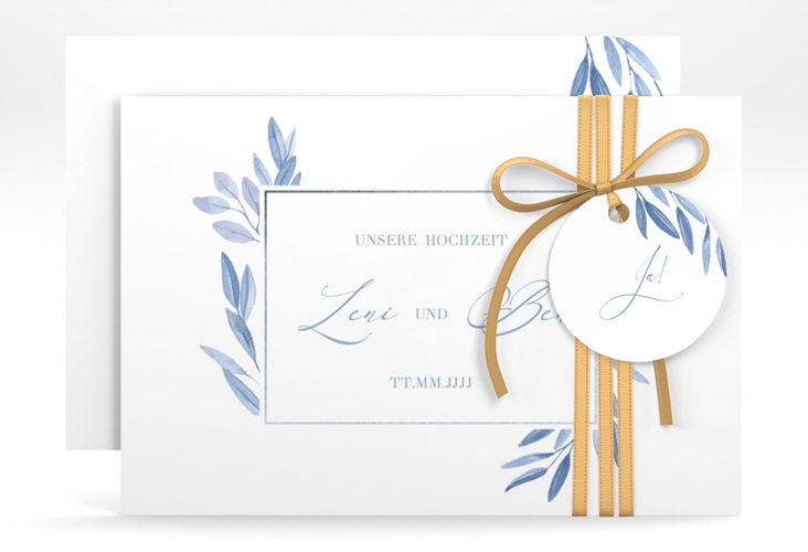 Save the Date-Karte Classicblue A6 Karte quer weiss