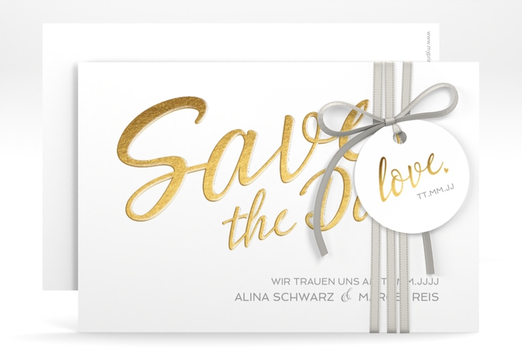 Save the Date-Karte Glam A6 Karte quer weiss