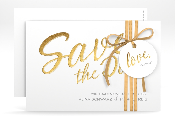 Save the Date-Karte Glam A6 Karte quer weiss