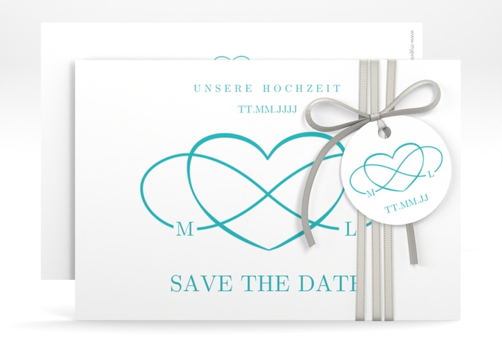 Save the Date-Karte Infinity A6 Karte quer tuerkis