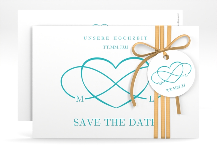 Save the Date-Karte Infinity A6 Karte quer tuerkis