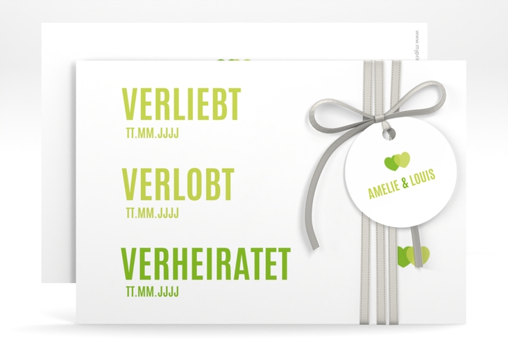 Save the Date-Karte Couple A6 Karte quer gruen hochglanz