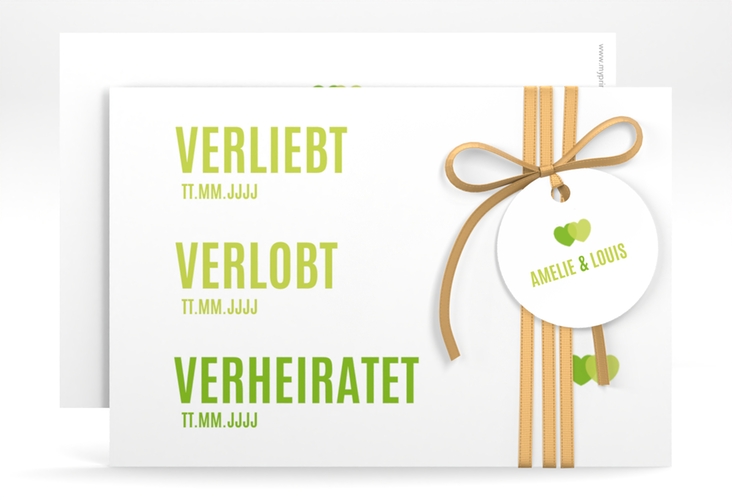 Save the Date-Karte Couple A6 Karte quer gruen hochglanz