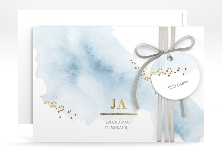 Save the Date-Karte Pastell A6 Karte quer blau