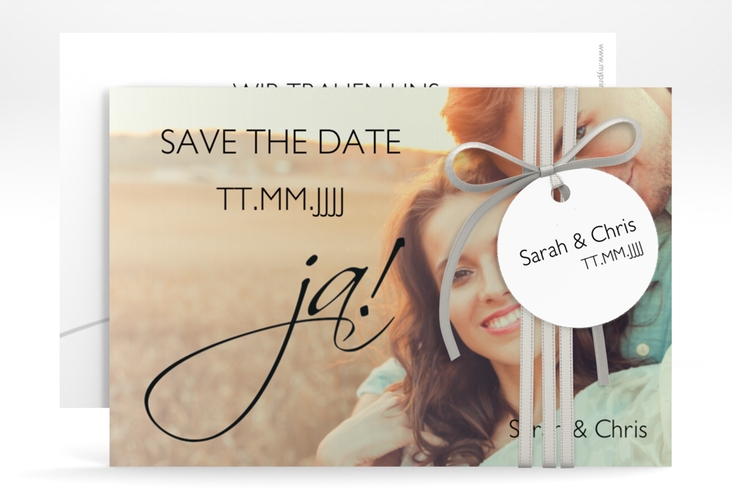 Save the Date-Karte Hochzeit Clarity A6 Karte quer schwarz