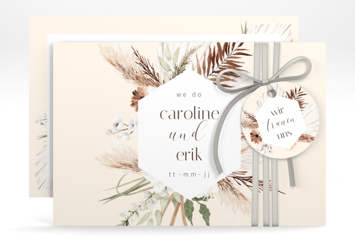 Save the Date-Karte Bohemian A6 Karte quer beige hochglanz