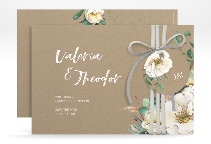 Save the Date-Karte Ivory A6 Karte quer Kraftpapier