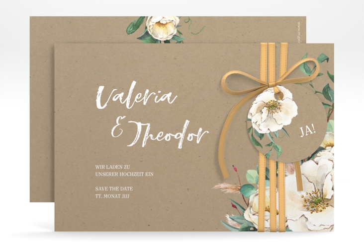 Save the Date-Karte Ivory A6 Karte quer Kraftpapier