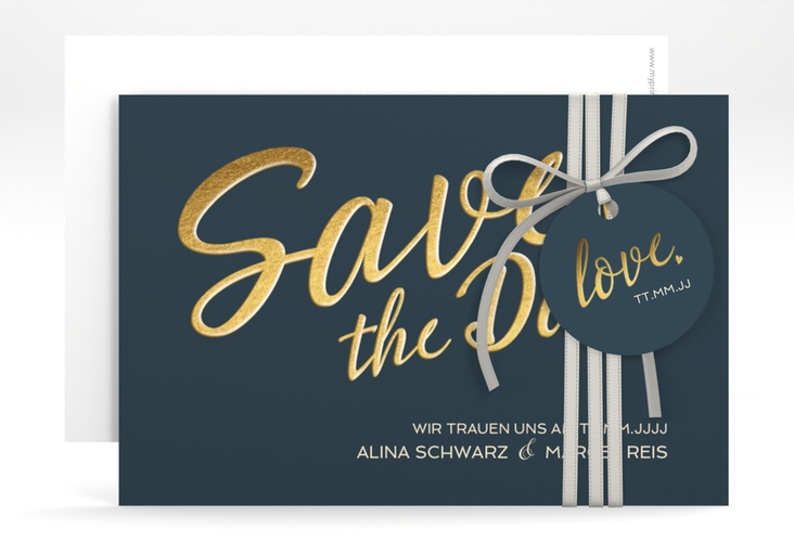 Save the Date-Karte Glam A6 Karte quer blau