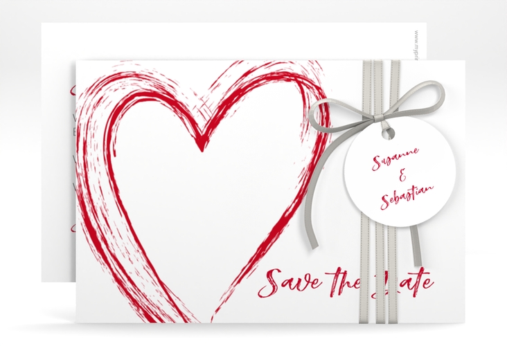 Save the Date-Karte Liebe A6 Karte quer rot hochglanz