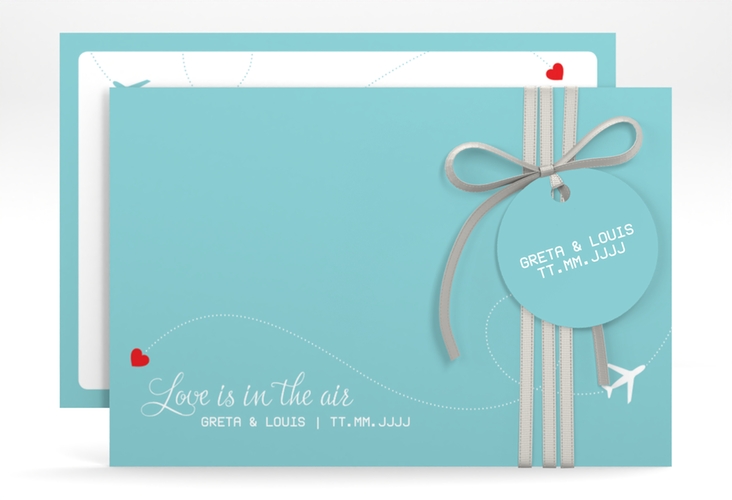 Save the Date-Karte Weddingpass A6 Karte quer blau