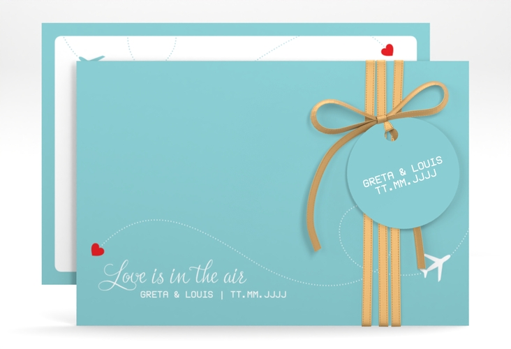 Save the Date-Karte Weddingpass A6 Karte quer blau