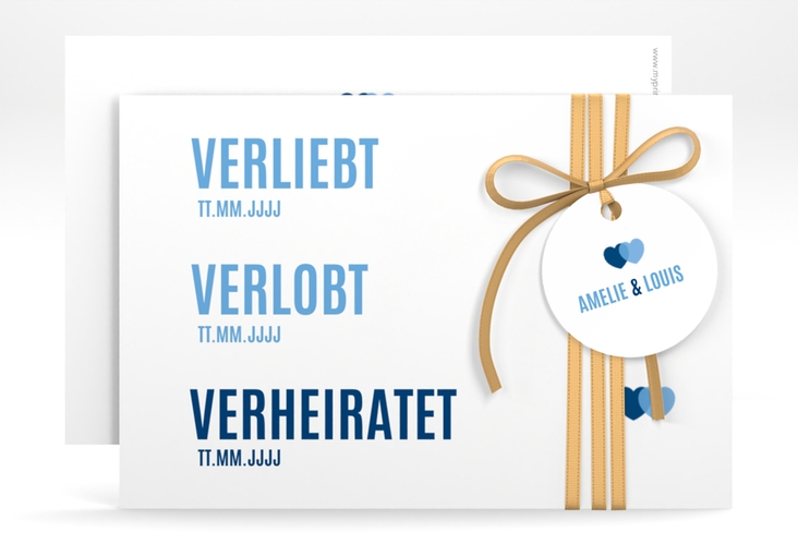 Save the Date-Karte Couple A6 Karte quer blau