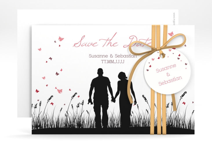 Save the Date-Karte Hochzeit Rouen A6 Karte quer schwarz