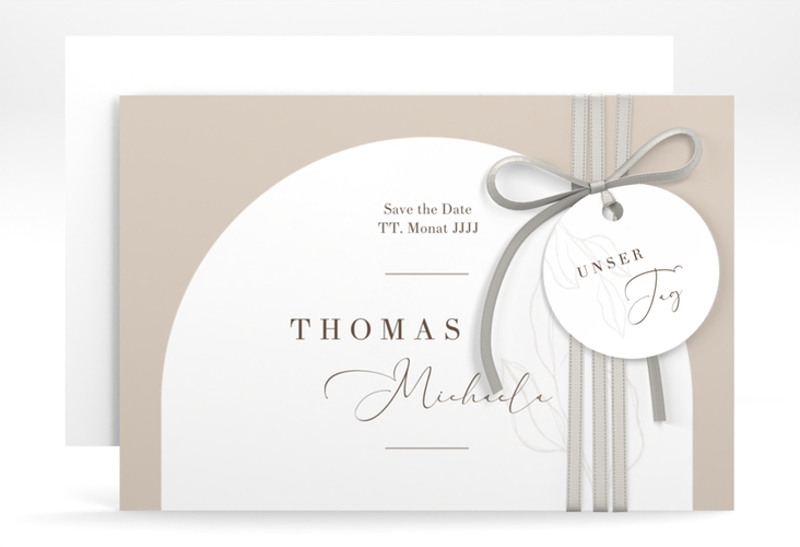 Save the Date-Karte Arched A6 Karte quer beige