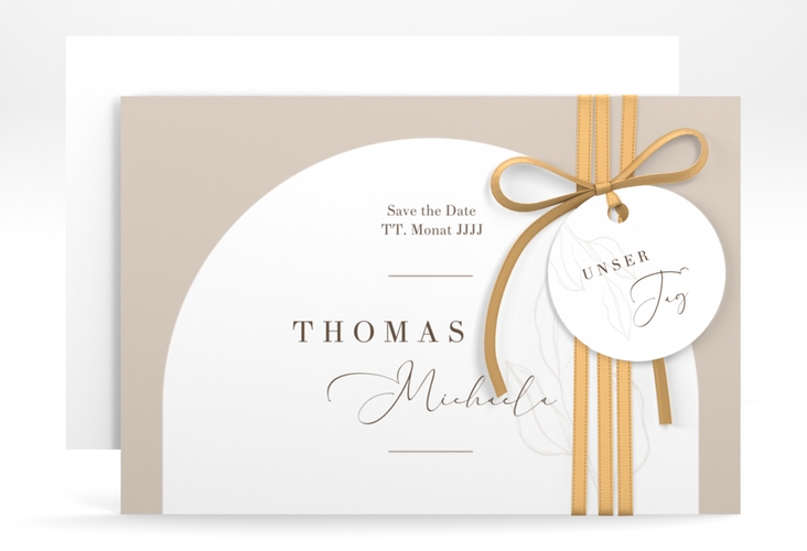 Save the Date-Karte Arched A6 Karte quer beige