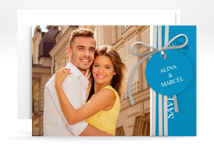 Save the Date-Karte Classic A6 Karte quer blau