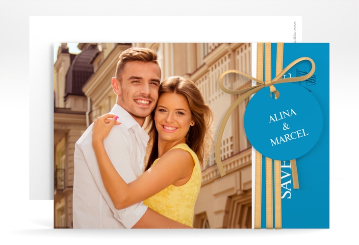 Save the Date-Karte Classic A6 Karte quer blau