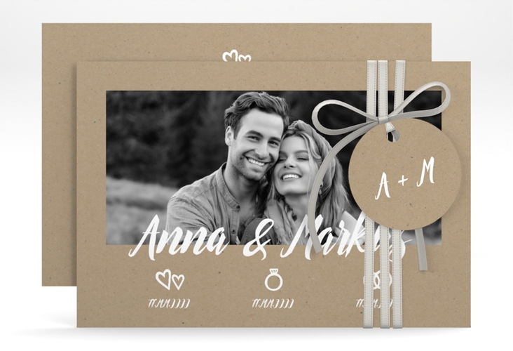 Save the Date-Karte Icons A6 Karte quer Kraftpapier